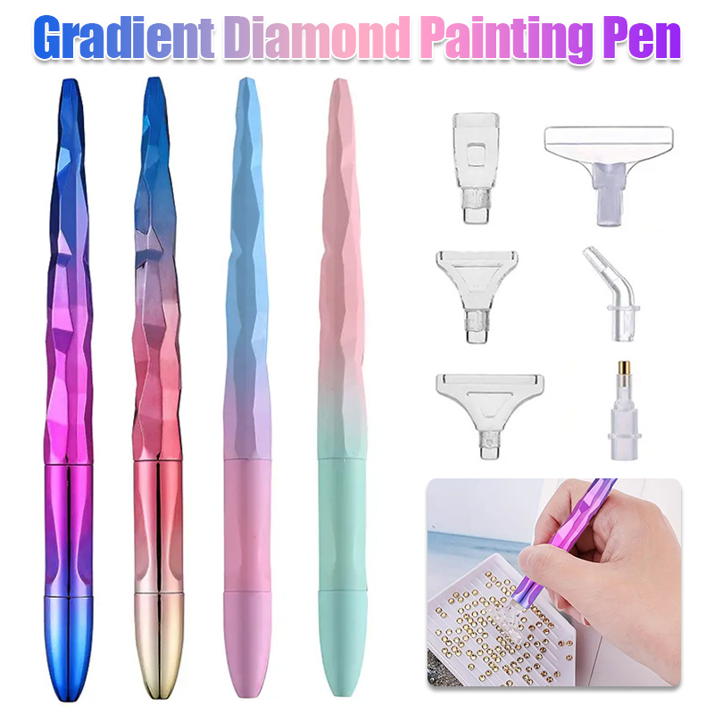 Resin Art Craft - グラデーションダイヤモンドペイントペンセット、6つのペンチップ付き、DIYアートクラフトアクセサリー、絵画愛好家のためのクリスマスギフト