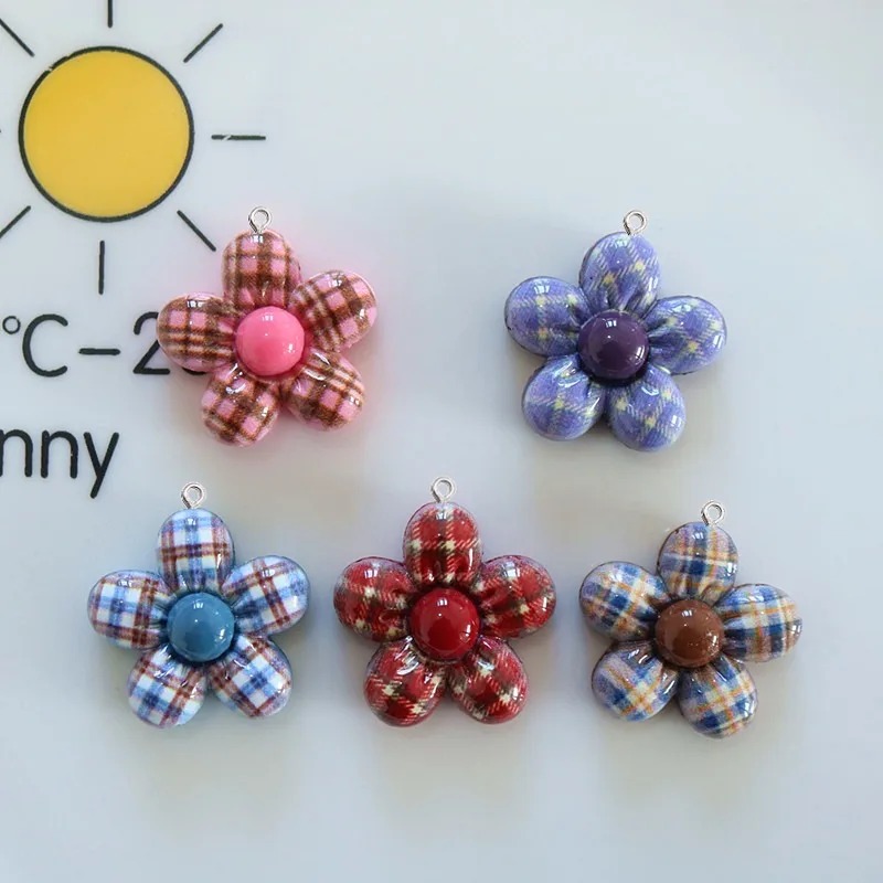 Resin Art Craft - 10 個甘い花平面樹脂ペンダントジュエリー所見用アクセサリーイヤリングキーホルダーバッグ工芸品アート材料チャームフック