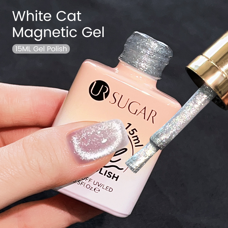 Resin Art Uv Light - UR SUGAR 15ml ホワイトキャット マグネティックジェル スパークリングシルバーグリッター