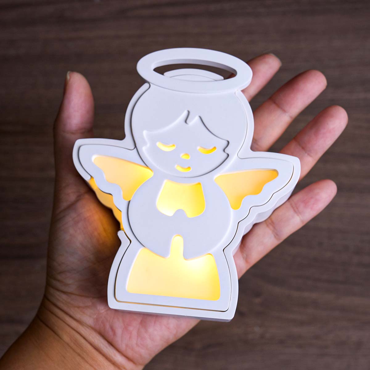 Resin Art Lamp - クリスマスエンジェルランプシルエット型 DIY 手作りギフト収納ボックス石膏樹脂 LED ナイトライトクラフトシリコーン型ホームデコ