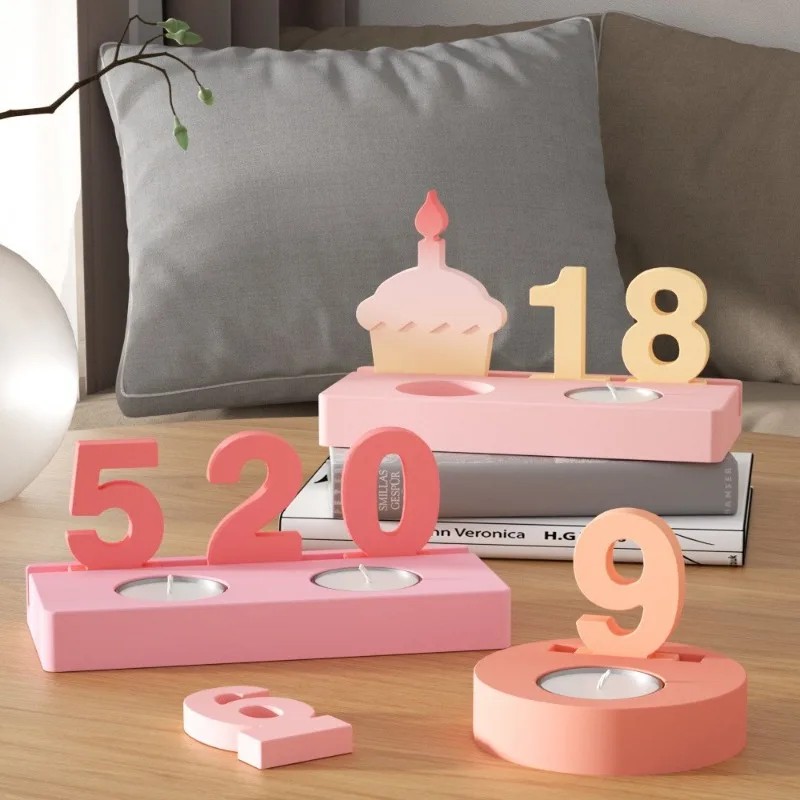 Resin Art Craft - 2個入り誕生日ケーキシリコンモールド、正方形ベースモールド、ホルダー、ティーライトホルダー、アートクラフト、数字樹脂モールド用