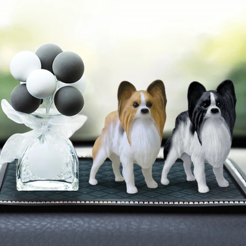Resin Art Decoration Items - 1/6スケール模擬パピヨン蝶耳犬モデル、アクションフィギュアディスプレイコレクションアート装飾車デコレーションギフトペット玩具