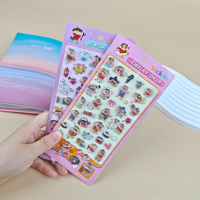 Resin Art Phone Case - クレヨンしんちゃん漫画3Dレジンステッカーかわいい立体デカールスマホケースバブルステッカー装飾