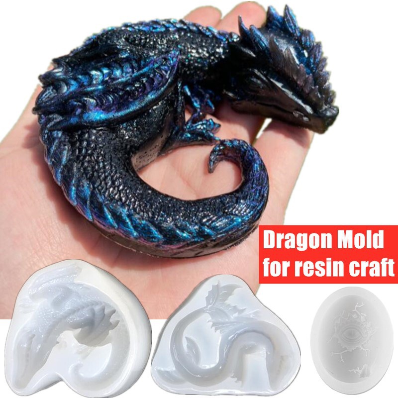 Resin Art Products - 3 スタイルミラー眠いドラゴン恐竜シードラゴンの卵シリコーン金型樹脂工芸 DIY エポキシ樹脂金型シリコーン装飾