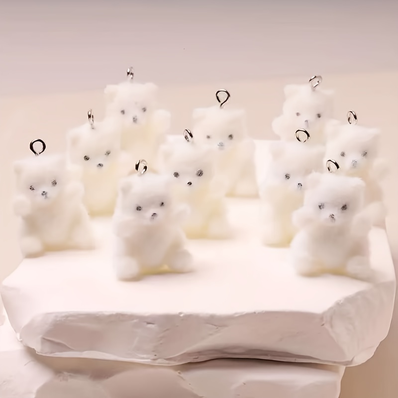 Resin Art Craft - 6 個シロクマ樹脂チャームクリスマス氷雪テーマペンダント DIY アクセサリー電話チェーンバッグ飾りクラフト装飾