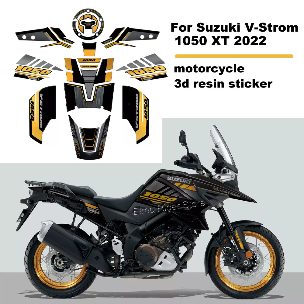 Resin Art Sticker - オートバイ用3Dエポキシ樹脂保護ステッカー,タンクパッド,ステッカーキット,スズキV-strom 1050 xt,2022と互換性があります