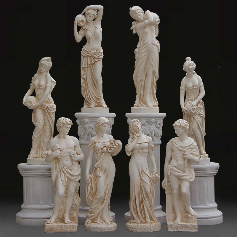 Resin Art Sculptures - 石膏像の芸術装飾品、ヨーロッパのレトロな人物像、樹脂彫刻、庭園、中庭、家の装飾