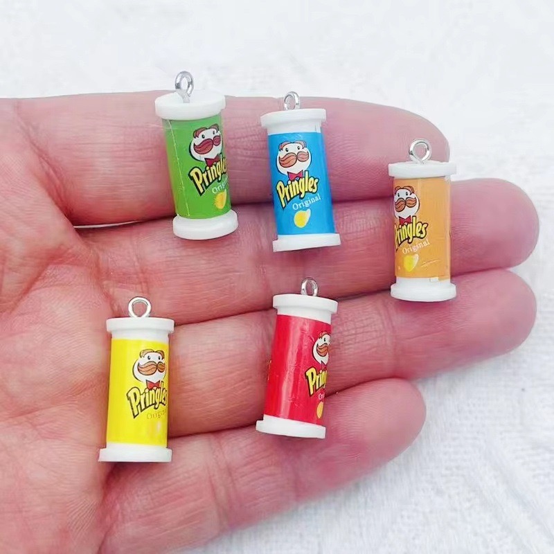 Resin Art Store - 10個入り シミュレーション3Dバケツ型ポテトチップススナック樹脂ペンダント DIYジュエリーアクセサリー イヤリング キーホルダー ヘアアクセサリー