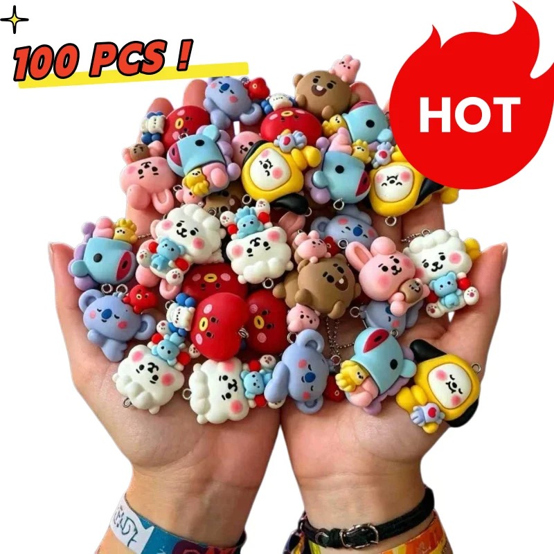 Resin Art Store - 7 個 BT21 樹脂漫画チャーム DIY アクセサリークラフト用品ジュエリー作成用イヤリングネックレスブレスレットペンダント電話デコ
