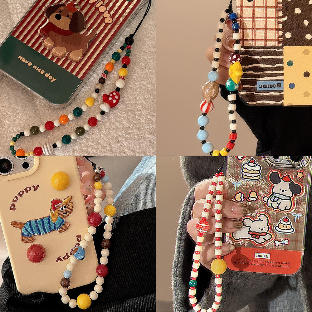 Resin Art Phone Case - かわいい犬クマチーズペンダント携帯電話チェーンチャームキーホルダー電話ケースアクセサリーぶら下げロープ電話ストラップジュエリー