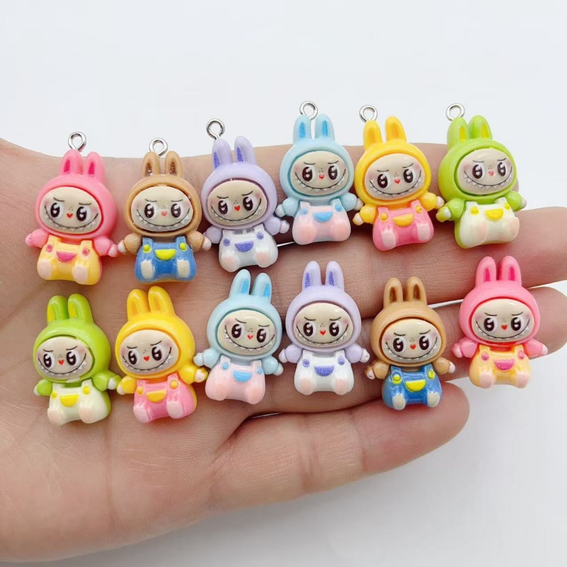 Resin Art Store - 10 個かわいいウサギイチゴハウス樹脂チャーム素敵な漫画の動物ペンダントイヤリングキーホルダー DIY ジュエリーメイク用