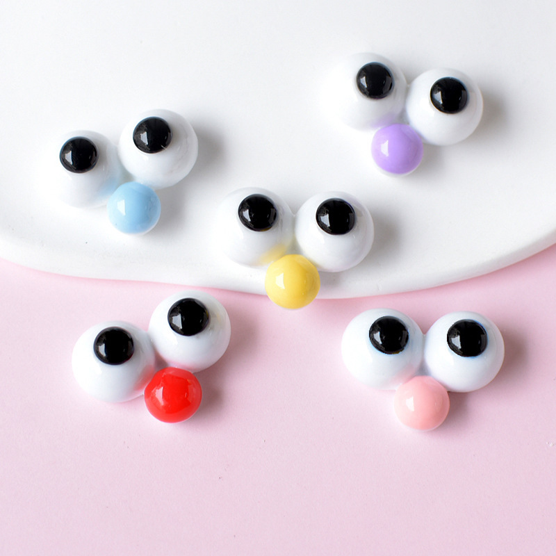 Resin Art Phone Case - 10 個かわいい目ヒラタ樹脂ぬいぐるみ飾るアクセサリーカボションスクラップブッキングクラフト用品 DIY ヘアピン電話ケースパッチ