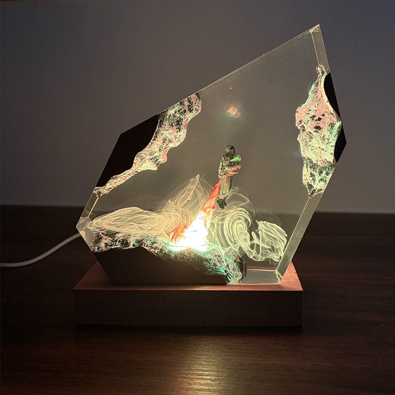 Resin Art Lamp - SFアニメフィギュア生物樹脂製テーブルライトクリエイティブアート装飾ランプ映画フィギュア7色ナイトライトUSB充電