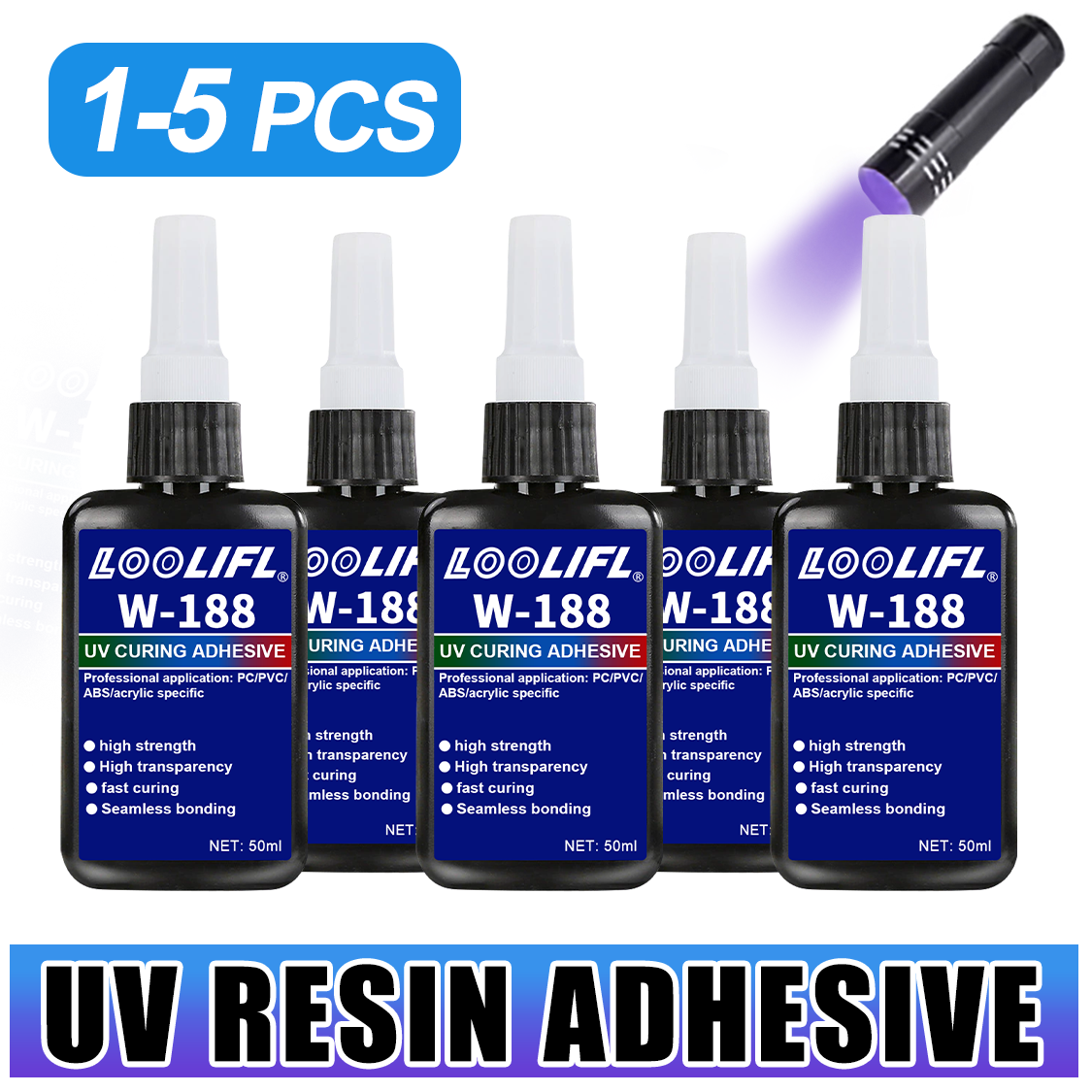 Resin Art Lamp - LOOLIFL 188 強力 50ml UVレジン接着剤 硬化型接着剤