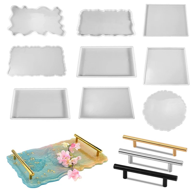 Resin Art Products - トレイエポキシ樹脂シリコンモールドDIY大型長方形ティープレートコースター樹脂モールド家の装飾クラフト製作アート用品