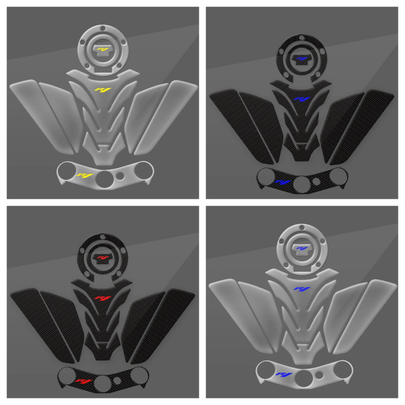 Resin Art Sticker - 3D エポキシ樹脂ステッカーオートバイのタンクパッドプロテクター YZF R1 YZFR1 2002-2006