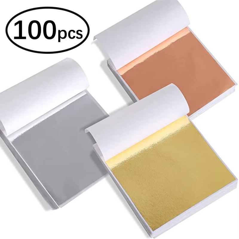 Resin Art Gift For Wedding - 100枚入り 模造金銀銅箔紙 DIY樹脂キャンドル石膏クラフトリーフフレーク金箔シート アートネイル ホームデコレーション