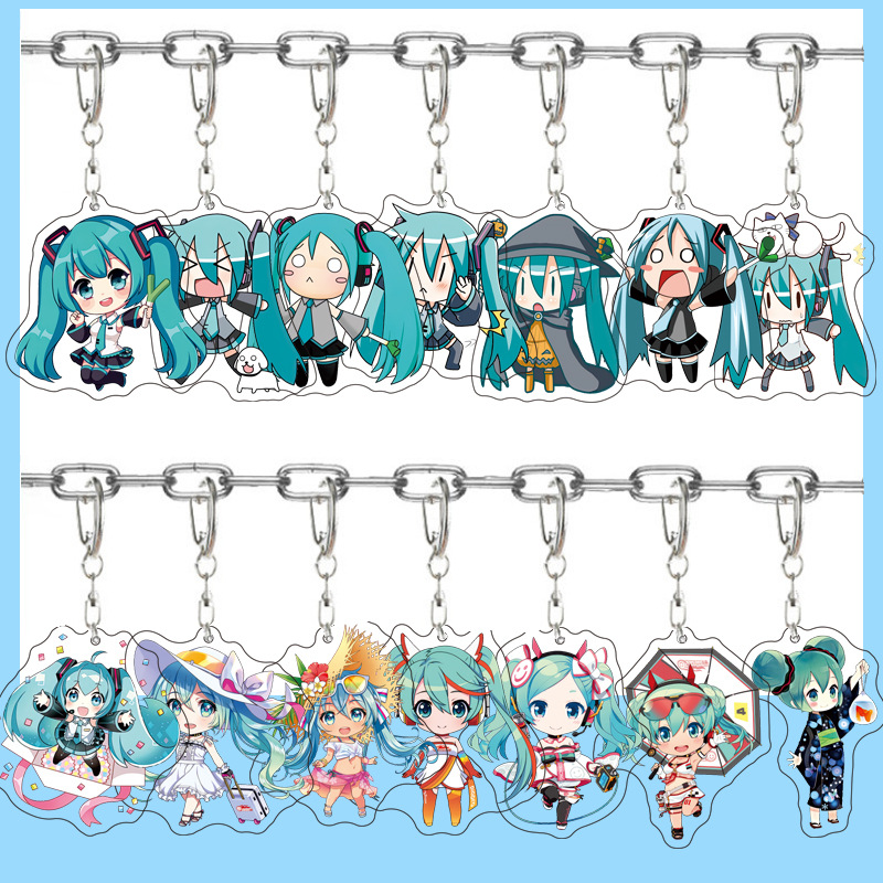 Resin Art Store - 初音ミクアニメアクリルかわいいフィギュアバッグチャームキーリングキーホルダーペンダント車友人カップルジュエリーギフトファッション漫画