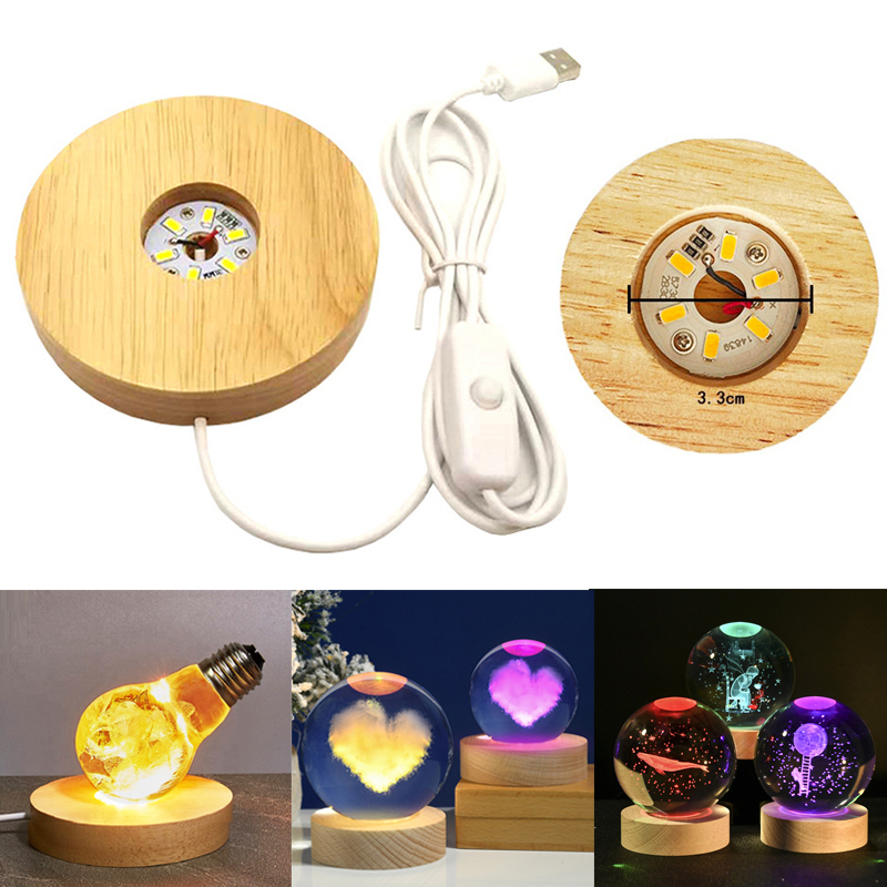 樹脂アートディスプレイラウンドウッドカラフルな LED ライ - Resin Art Lamp のレビューと価格