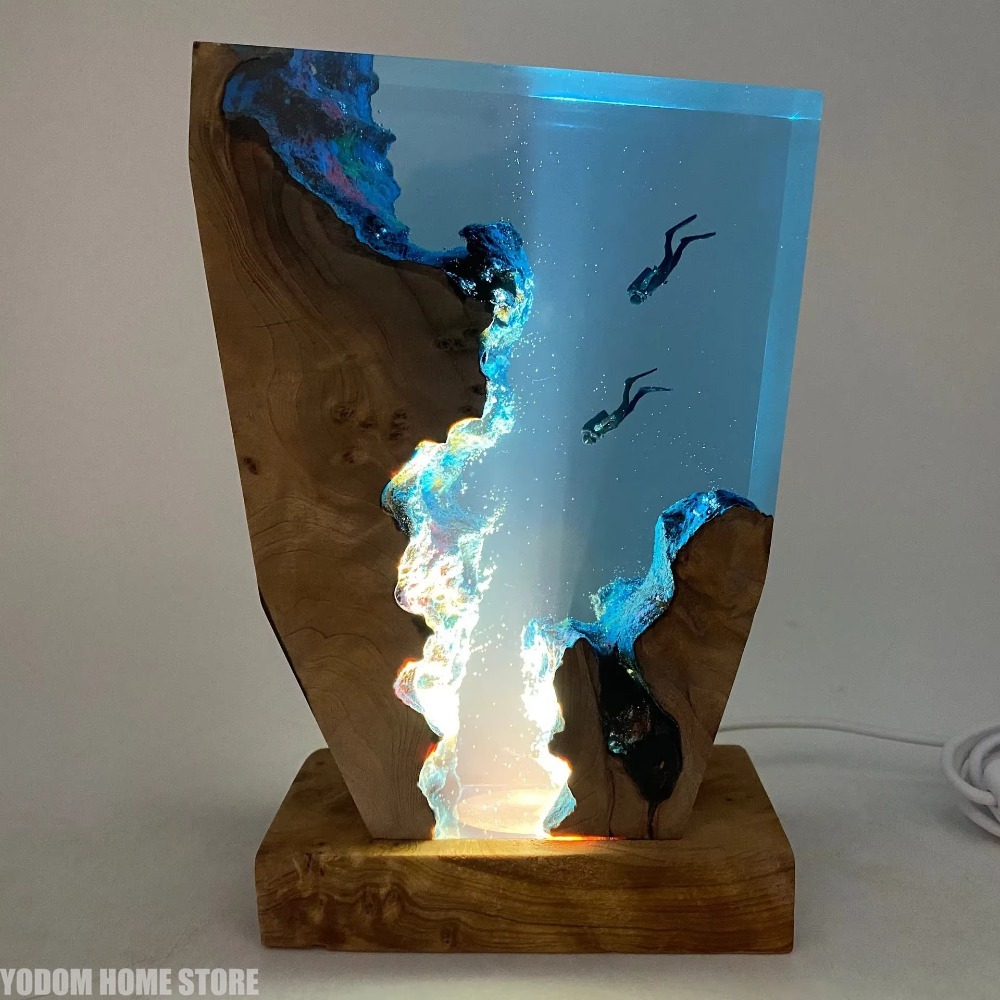 新しい海底世界生物樹脂テーブルライト創造的なアート装飾ランプ - Resin Art Lamp のレビューと価格