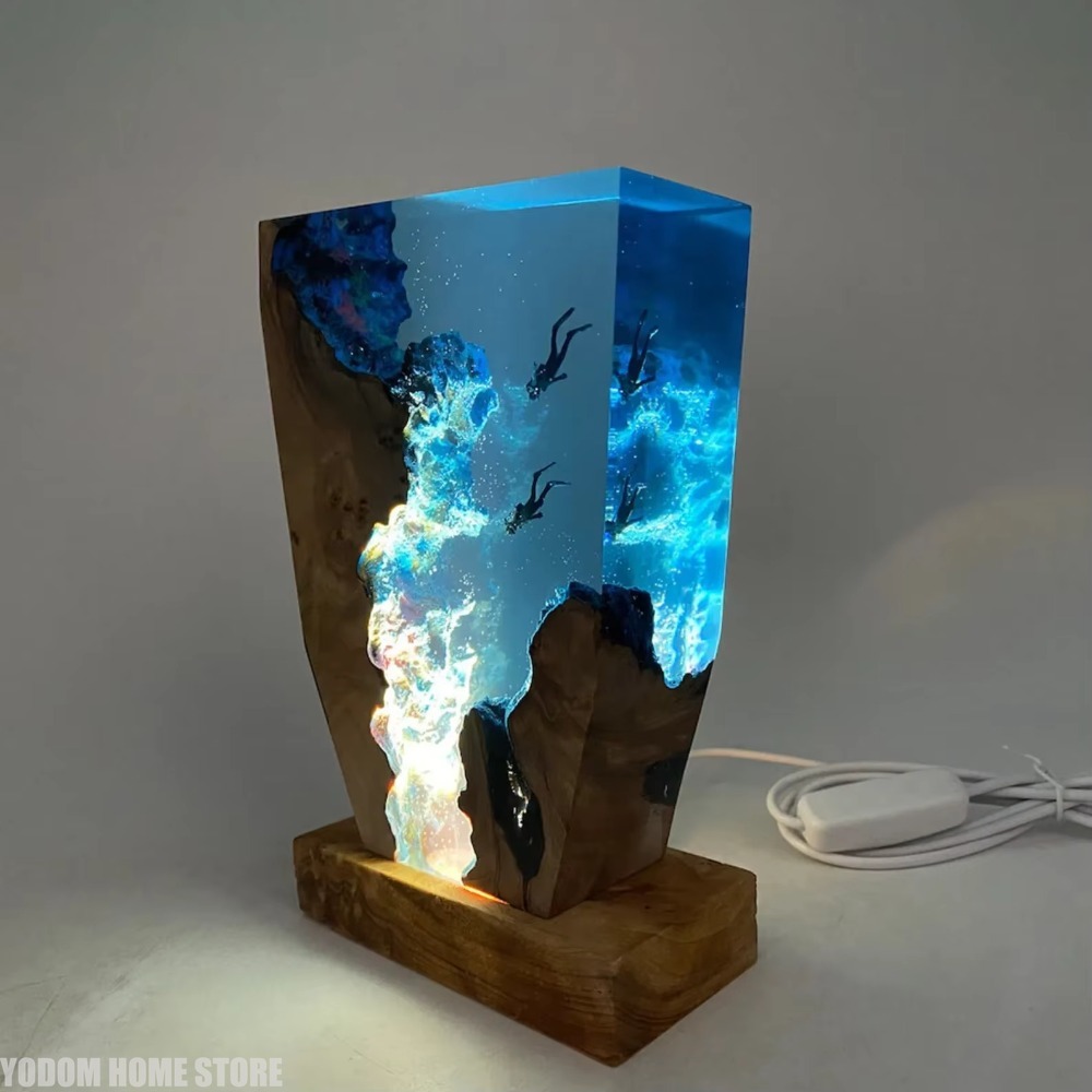 新しい海底世界生物樹脂テーブルライト創造的なアート装飾ランプ - Resin Art Lamp のレビューと価格