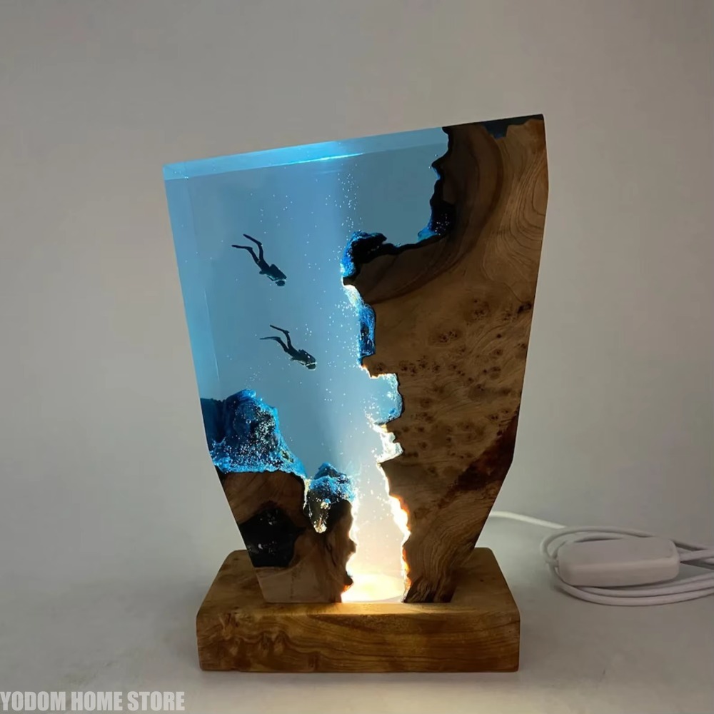 新しい海底世界生物樹脂テーブルライト創造的なアート装飾ランプ - Resin Art Lamp のレビューと価格