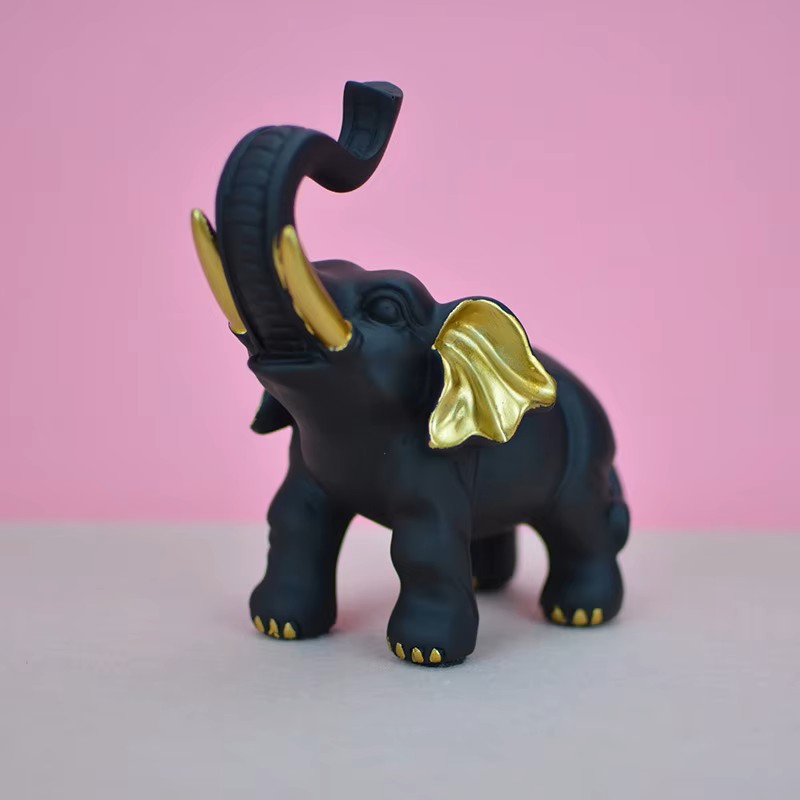 ブラックゴールドの幸運の象の像の装飾品1個、アクセス可能な高 - Resin Art Decoration Items のレビューと価格