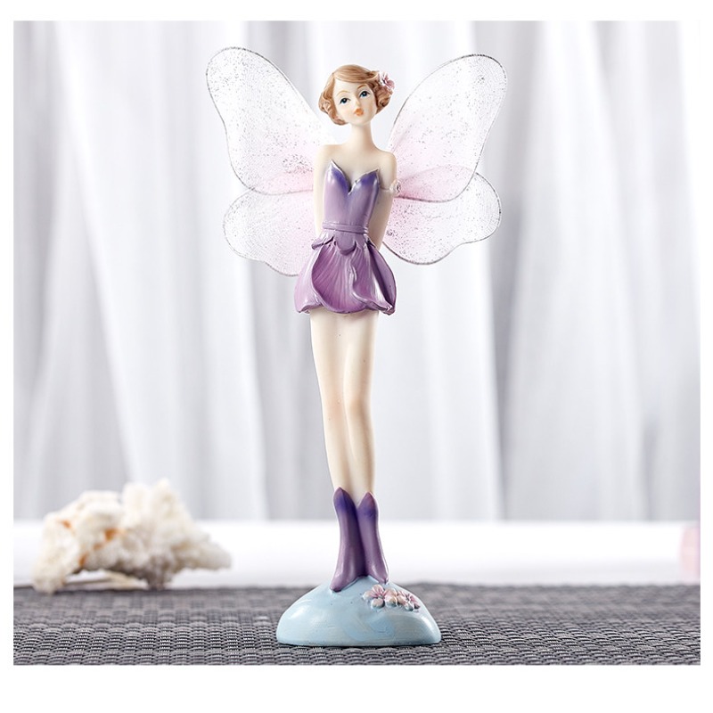 ミニチュアフラワーフェアリーフィギュア 美しい樹脂製の翼を持 - Resin Art Decoration Items のレビューと価格