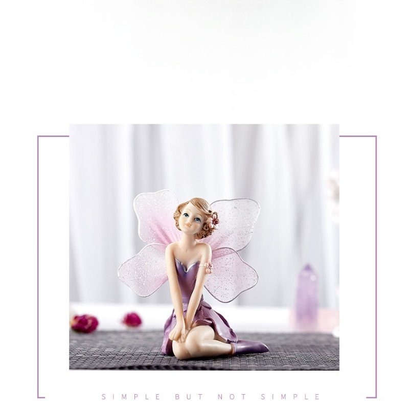 ミニチュアフラワーフェアリーフィギュア 美しい樹脂製の翼を持 - Resin Art Decoration Items のレビューと価格