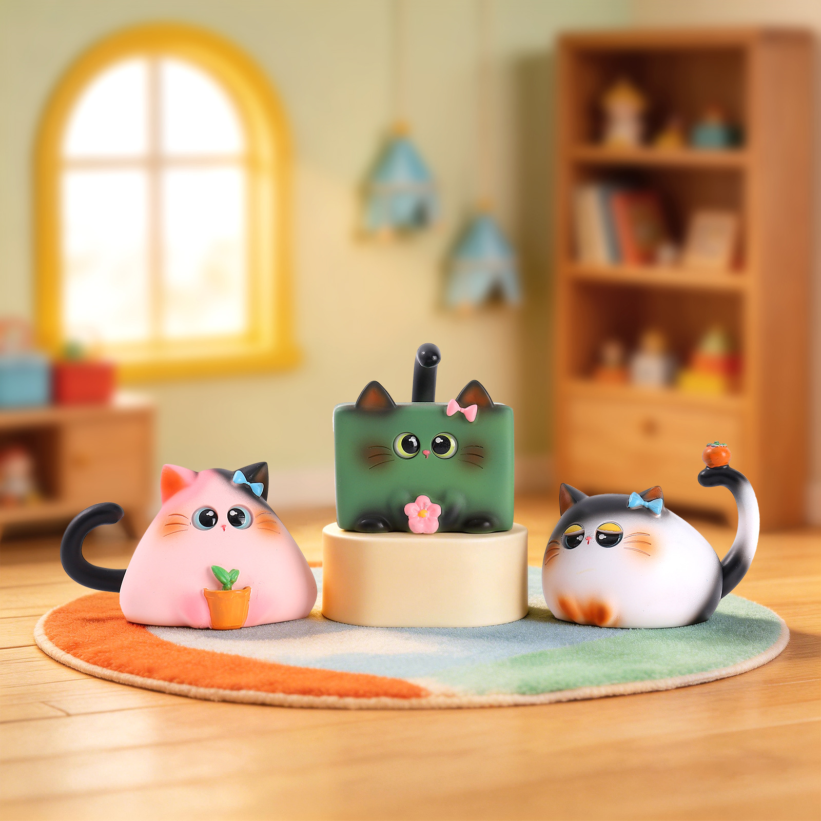 ブラインドボックス猫フィギュア樹脂製クリエイティブ漫画デスク - Resin Art Decoration Items のレビューと価格