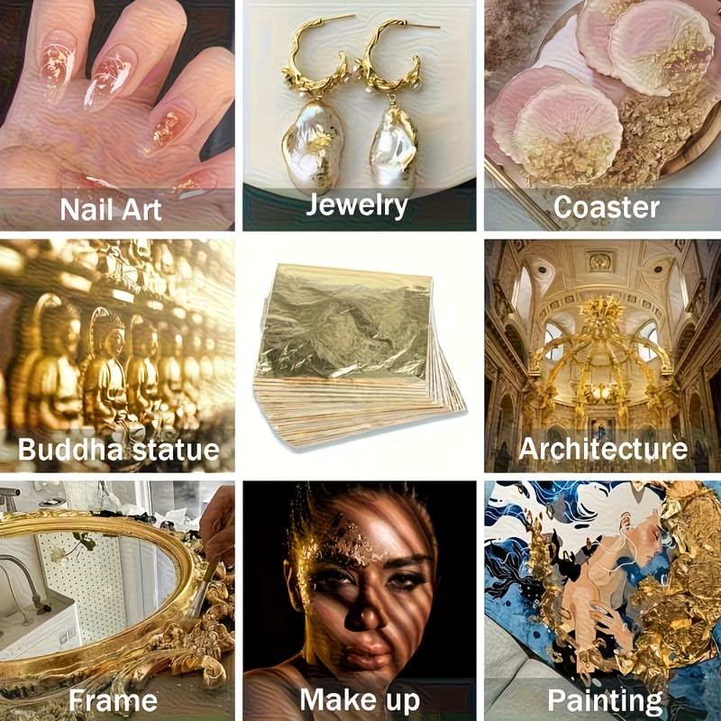 100枚セットの模造金箔紙シート、レジンクラフト、ネイルアー - Resin Art Gift For Wedding のレビューと価格