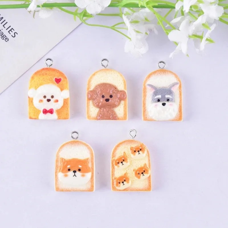 10 個かわいいトースト犬樹脂ペンダント漫画動物チャーム D - Resin Art Craft のレビューと価格
