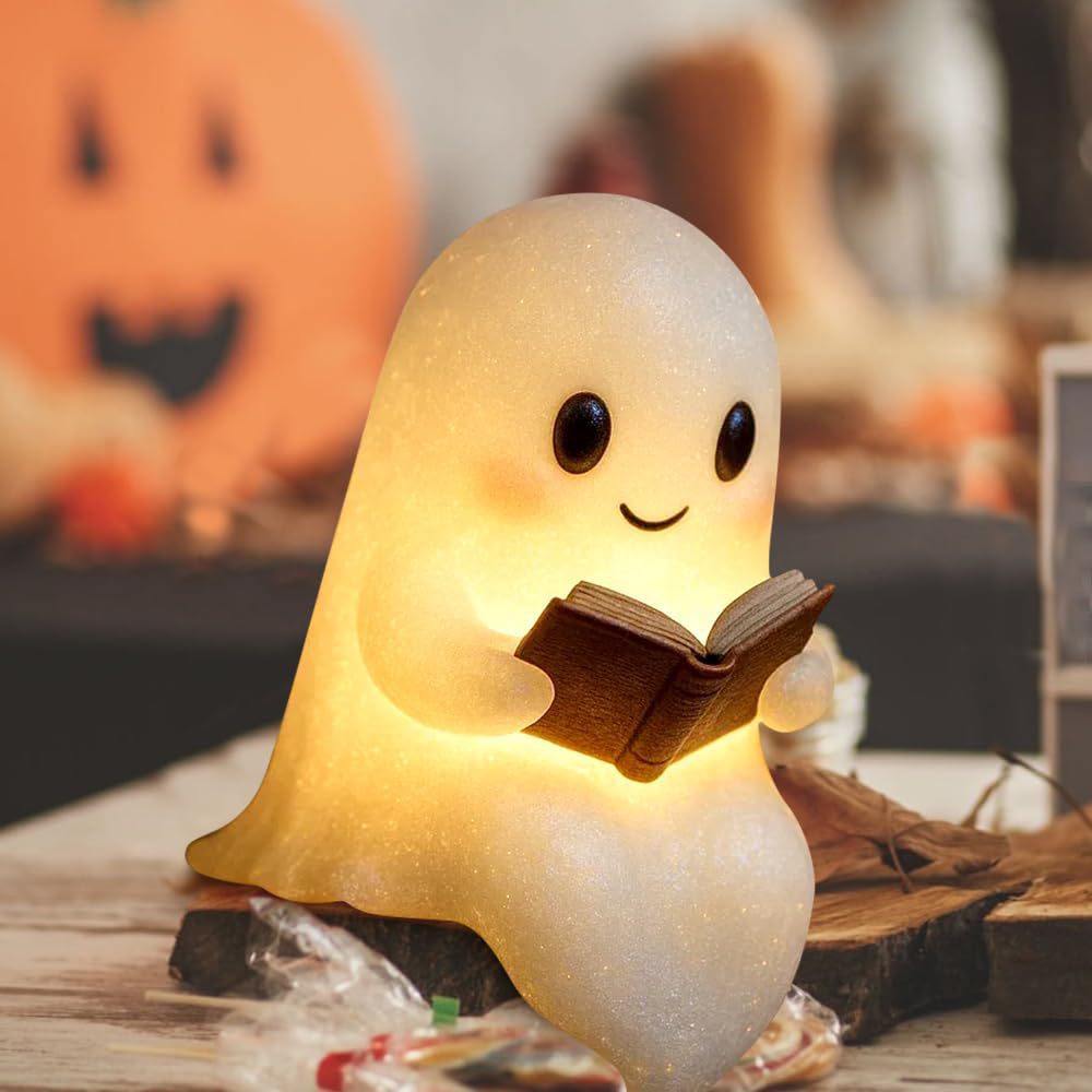 新しいキュートなゴースト読書ブックランプ、キュートなゴースト - Resin Art Lamp のレビューと価格