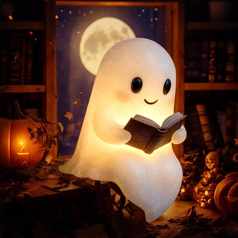 新しいキュートなゴースト読書ブックランプ、キュートなゴースト - Resin Art Lamp のレビューと価格