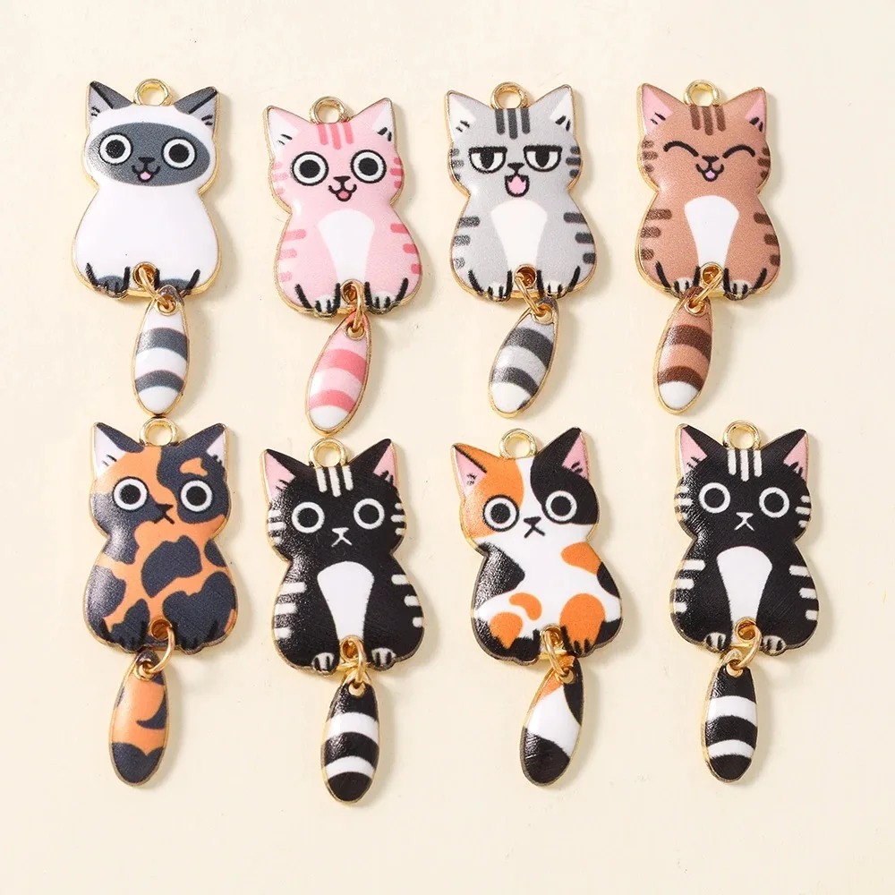 10 個 16 × 39 ミリメートルかわいい漫画猫樹脂チャ - Resin Art Craft のレビューと価格