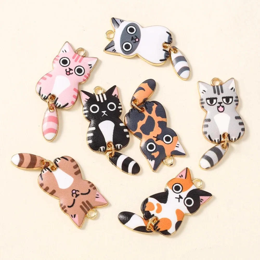 10 個 16 × 39 ミリメートルかわいい漫画猫樹脂チャ - Resin Art Craft のレビューと価格
