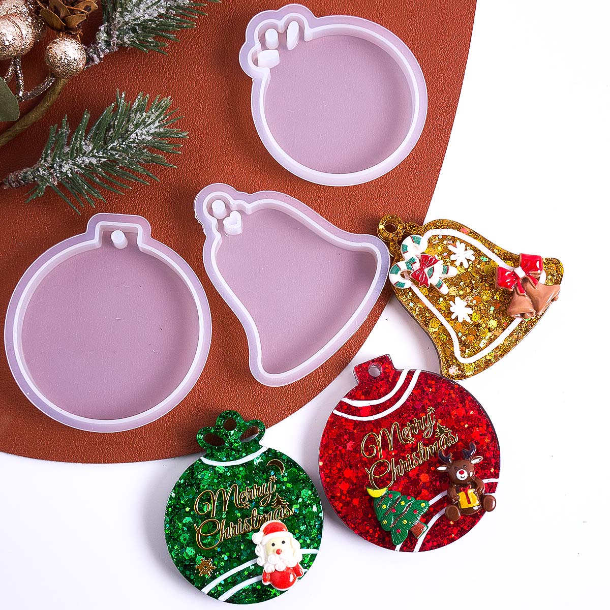 クリスマスタグペンダントシリコンモールドDIY手作りラウンド - Resin Art Products のレビューと価格