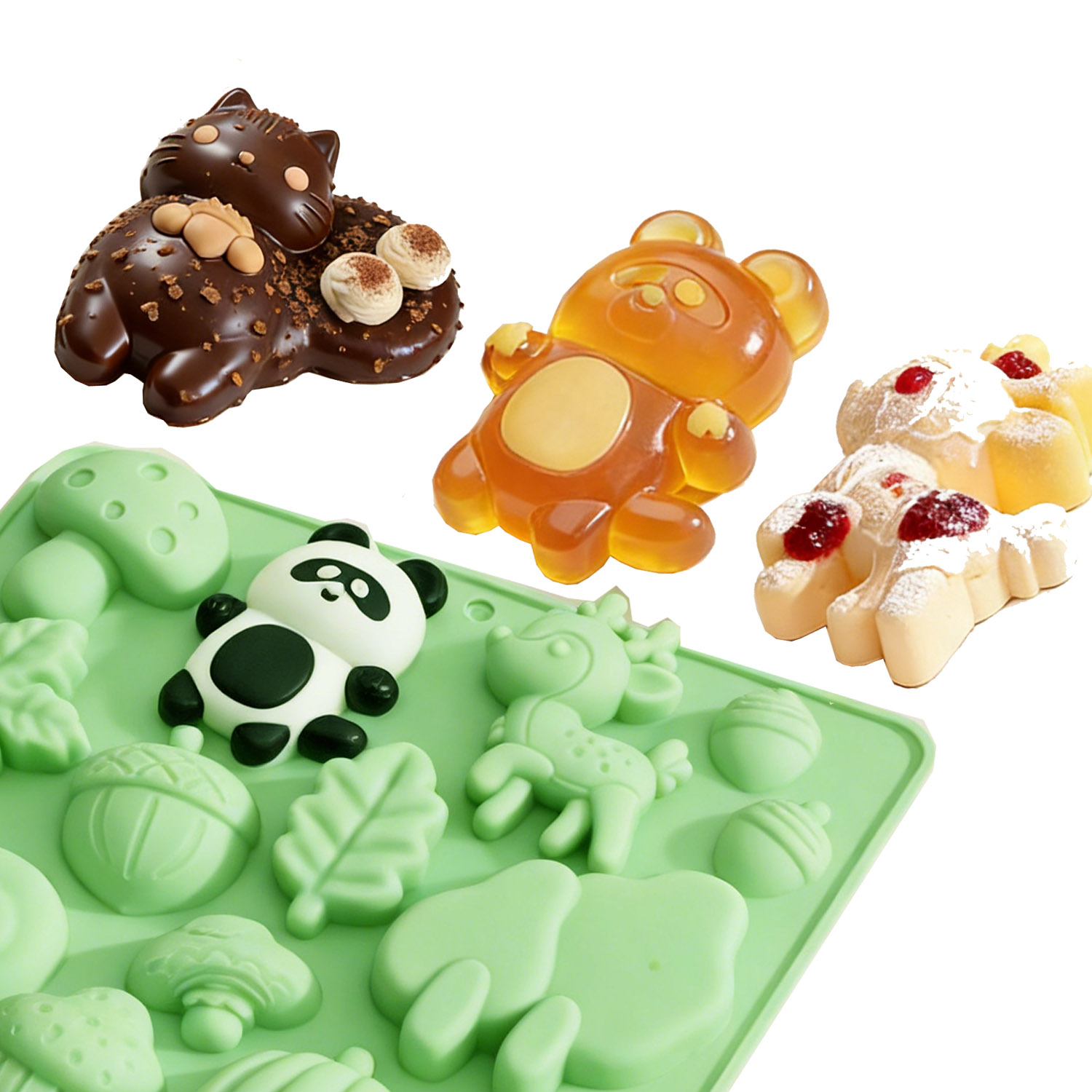 1個の動物の形をしたシリコンケーキ型、リスや鹿など、様々な動 - Resin Art Craft のレビューと価格