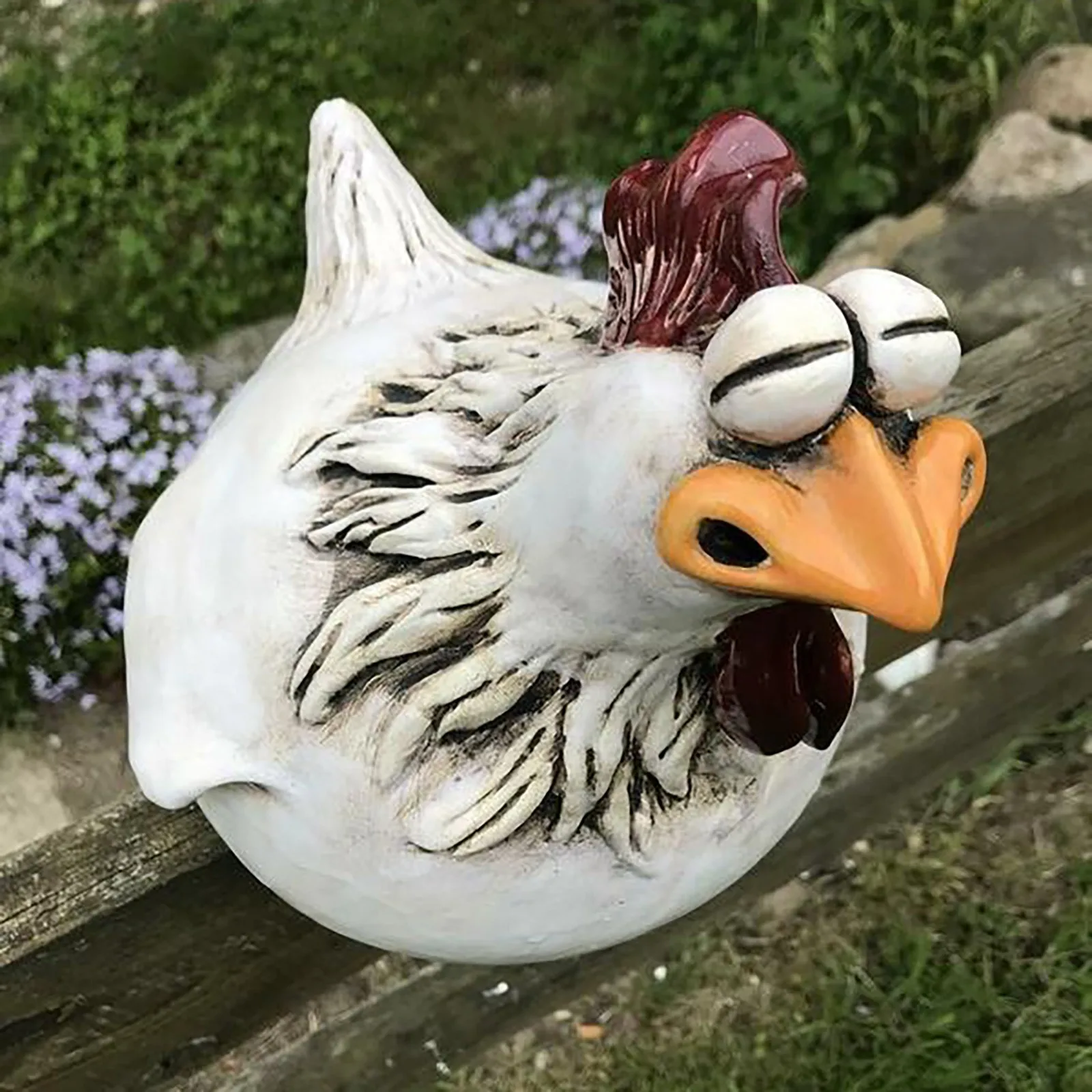 面白い鶏のフェンスの装飾彫像樹脂庭農場庭鶏編彫刻アートクラフ - Resin Art Sculptures のレビューと価格