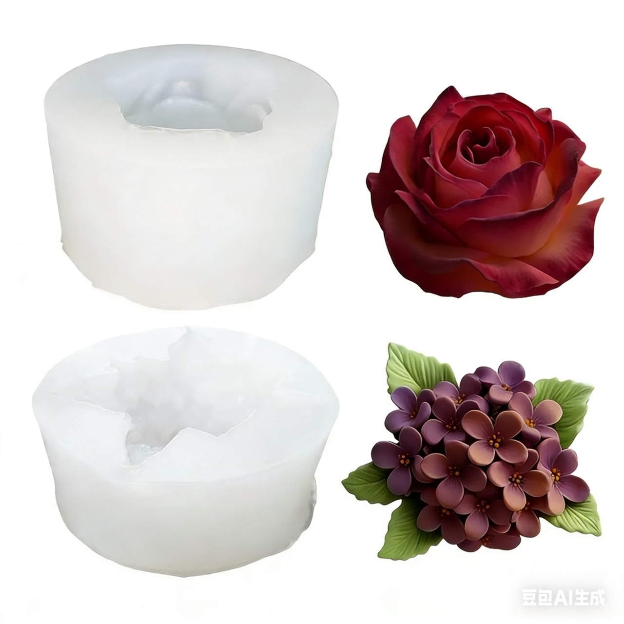 3Dローズライラックフラワーシリコンモールド2個、樹脂やキャ - Resin Art Gift For Wedding のレビューと価格