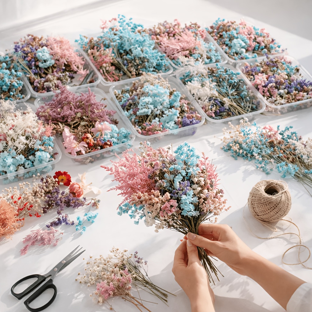 10箱入りミックスドライフラワーブーケセット - 既製の人工 - Resin Art Gift For Wedding のレビューと価格