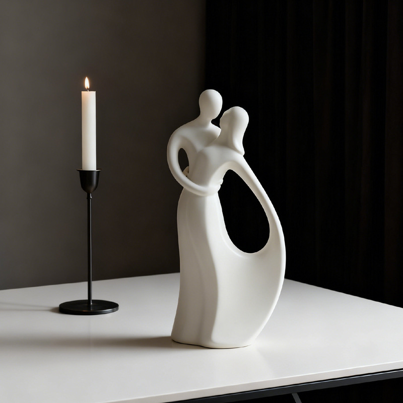 北欧セラミックカップルハグ彫刻現代アートリビングルームキャビ - Resin Art Gift For Wedding のレビューと価格