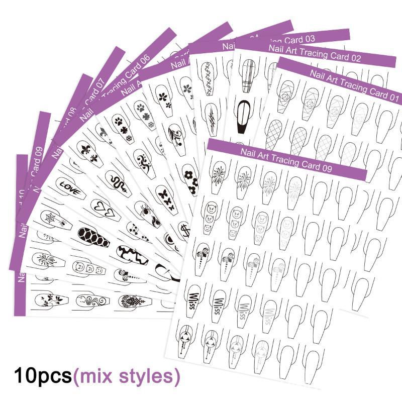 10 個ネイルアートライン練習紙描画絵画テンプレート学習ブッ - Resin Art Learning のレビューと価格