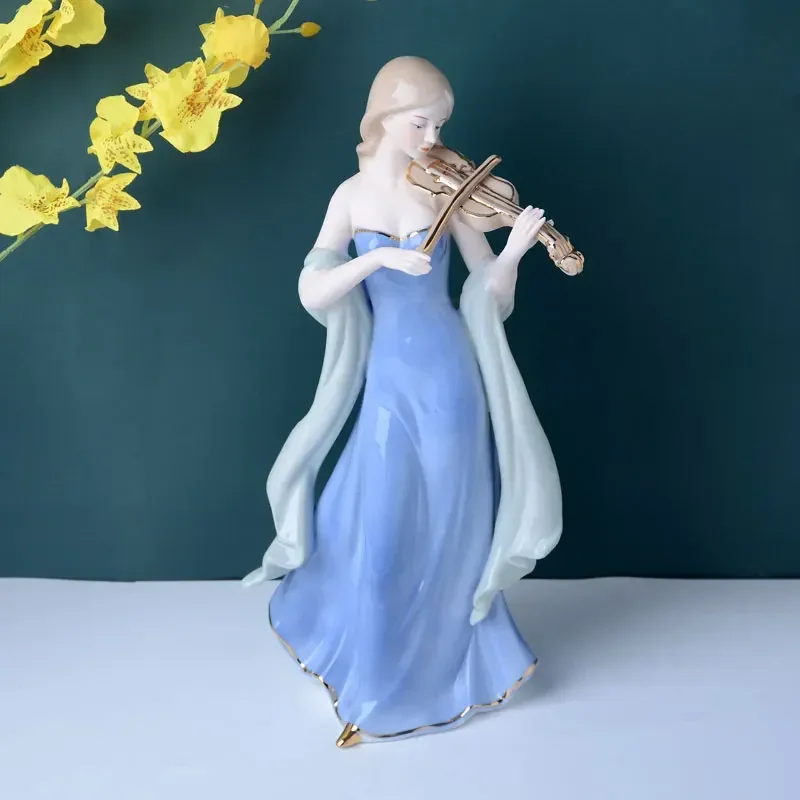 中国のヴァイオリン少女の陶器製フィギュアアート装飾品、家のリ - Resin Art Decoration Items のレビューと価格