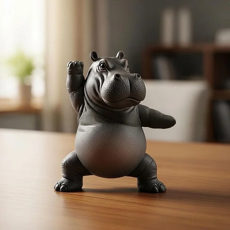 漫画抽象カバ樹脂飾りヨガカバワニ像ホームオフィスデスクトップ - Resin Art Decoration Items のレビューと価格