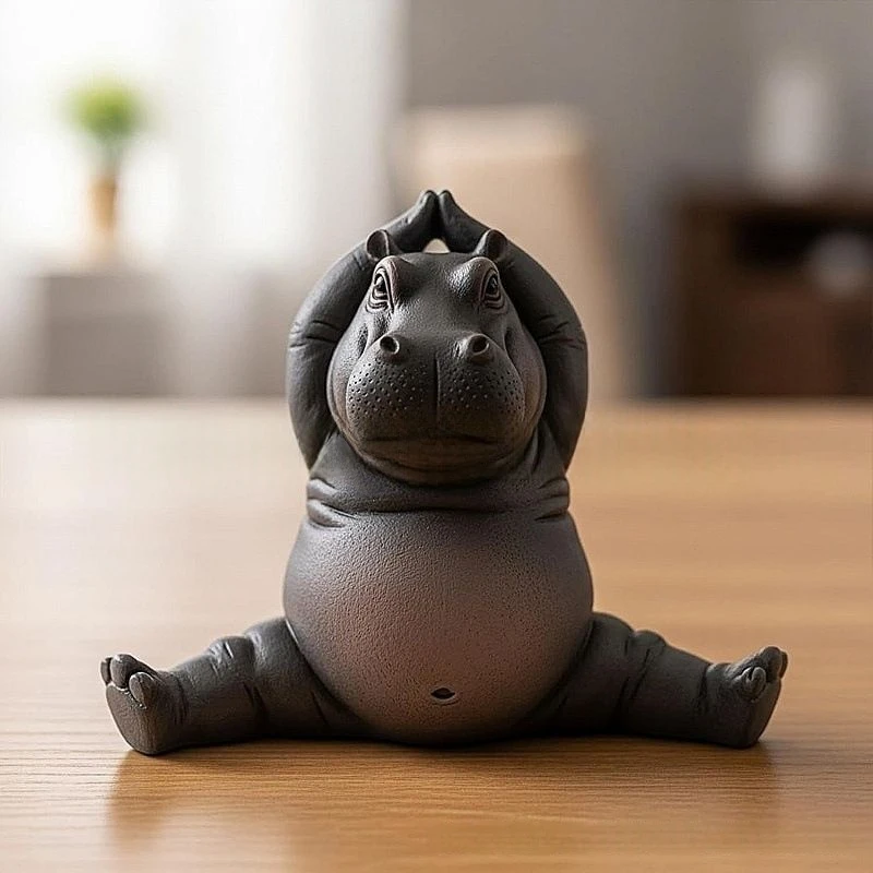 漫画抽象カバ樹脂飾りヨガカバワニ像ホームオフィスデスクトップ - Resin Art Decoration Items のレビューと価格