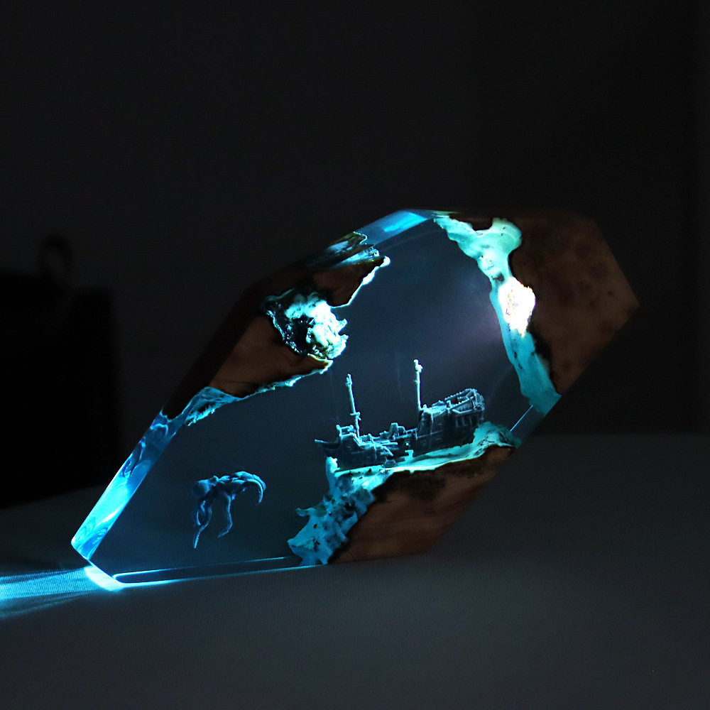 森の妖精鹿デスクトップアート、パーソナライズされた発光オーナ - Resin Art Craft のレビューと価格