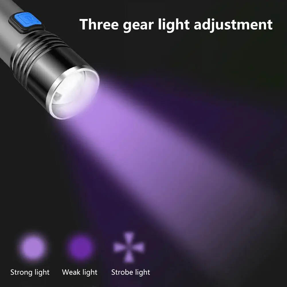 USB充電式ズーム可能なUV懐中電灯、395nmブラックライ - Resin Art Uv Light のレビューと価格