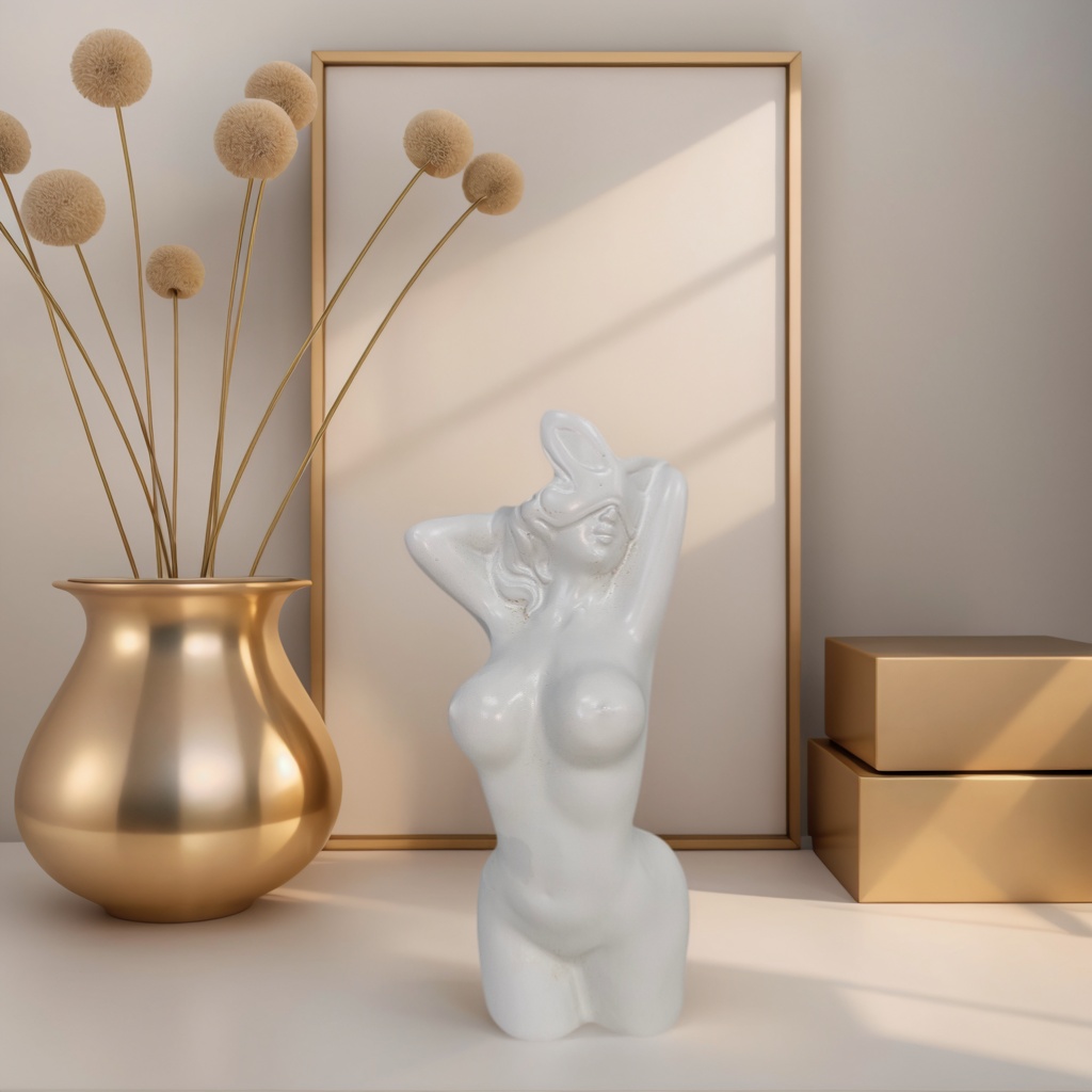 1個の芸術的な人型の花瓶飾り、黒と白のミニマリストスタイル、 - Resin Art Decoration Items のレビューと価格