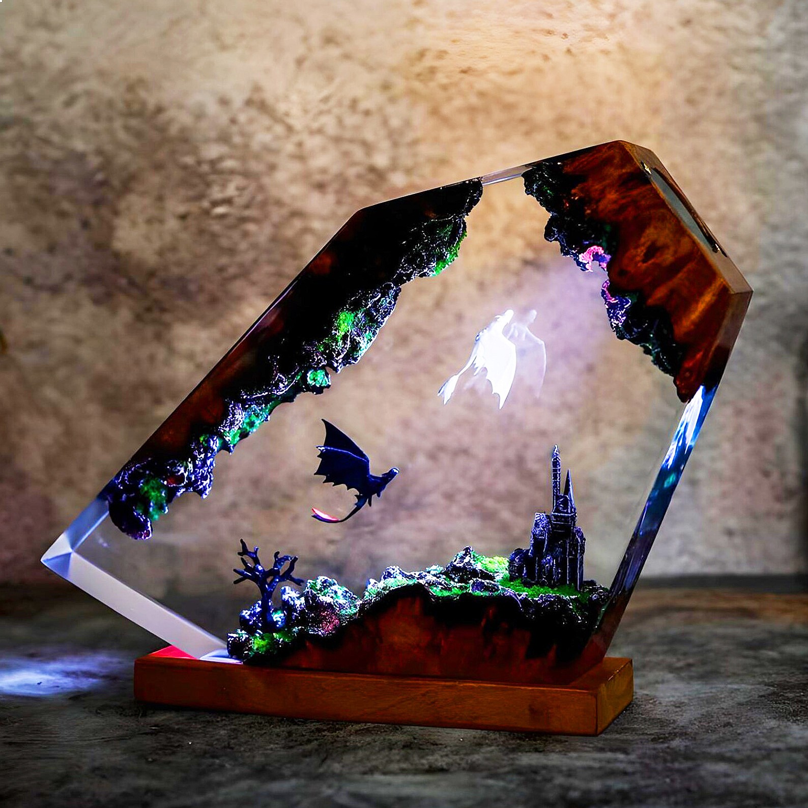 クリエイティブ樹脂ナイトライトベッドサイドランプボヘミアンホ - Resin Art Lamp のレビューと価格